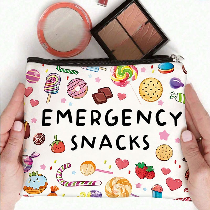 (21x16cm) Kosmetik Make Up Tasche Necessaire Organizer Bag mit Reissverschluss - Emergency Snacks