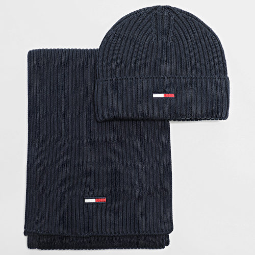 Lot Bonnet Et Echarpe Flag 1677 Bleu Marine
