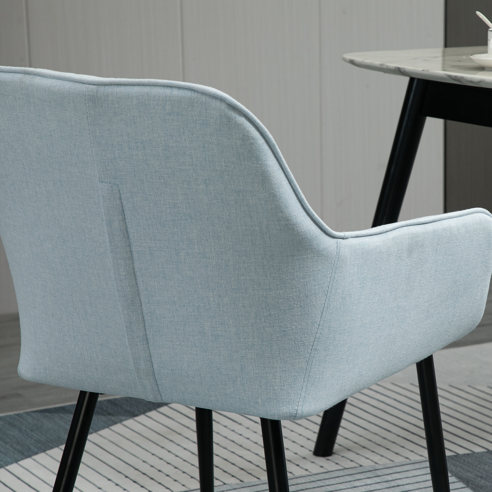 HOMCOM Stuhl 2-teilige Esszimmerstühle, mit atmungsaktivem Leinenbezug 59,5 x 56,5 x 81 cm (LxBxH)