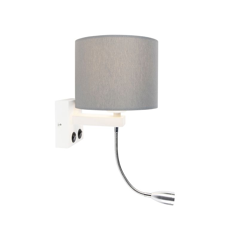 Moderne wandlamp wit met grijze kap - Brescia