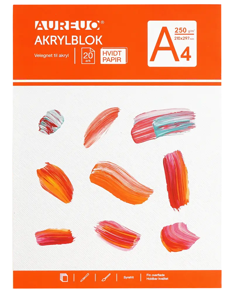 AUREUO Akrylblok A4 - hvid