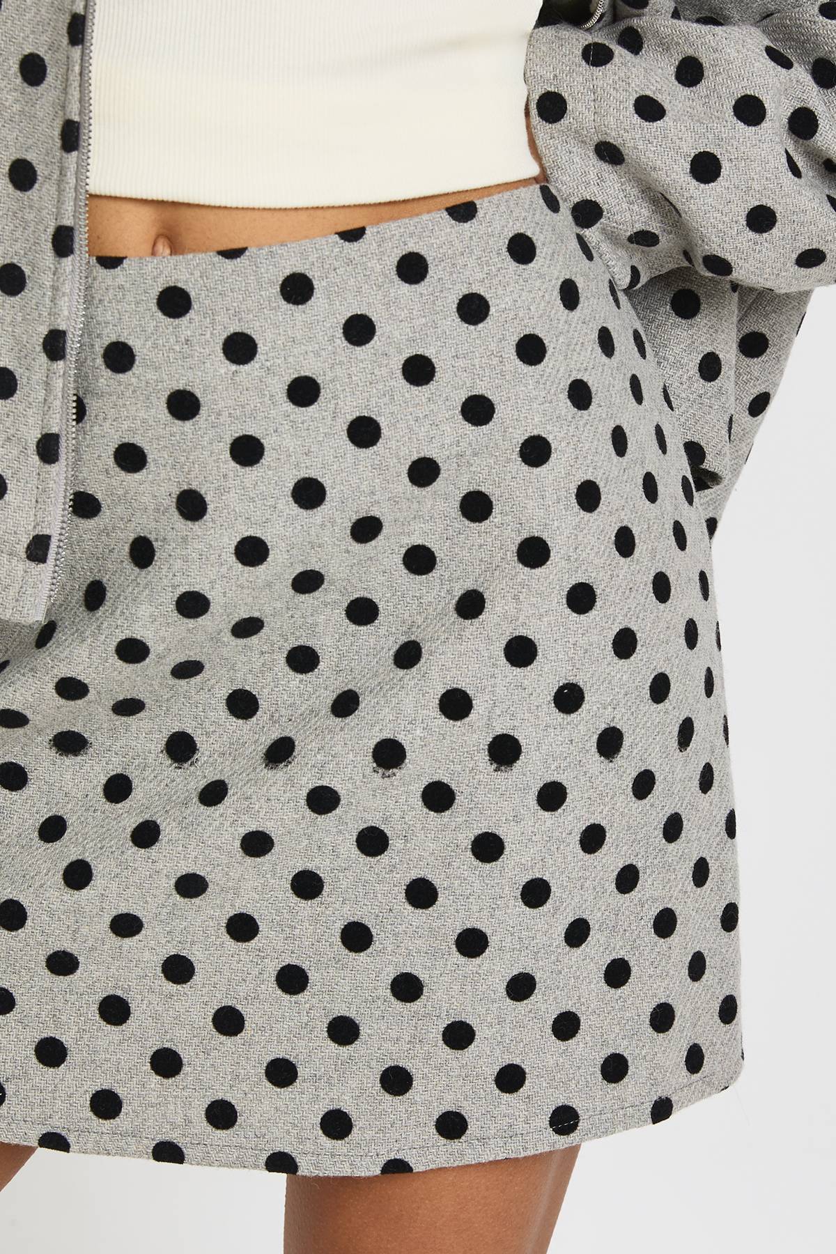 boohoo Mini-jupe À Pois Aspect Laine