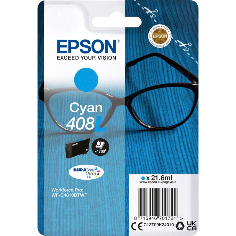 Epson 408L cartouche haute capacité couleurs séparées pour imprimante jet d'encre