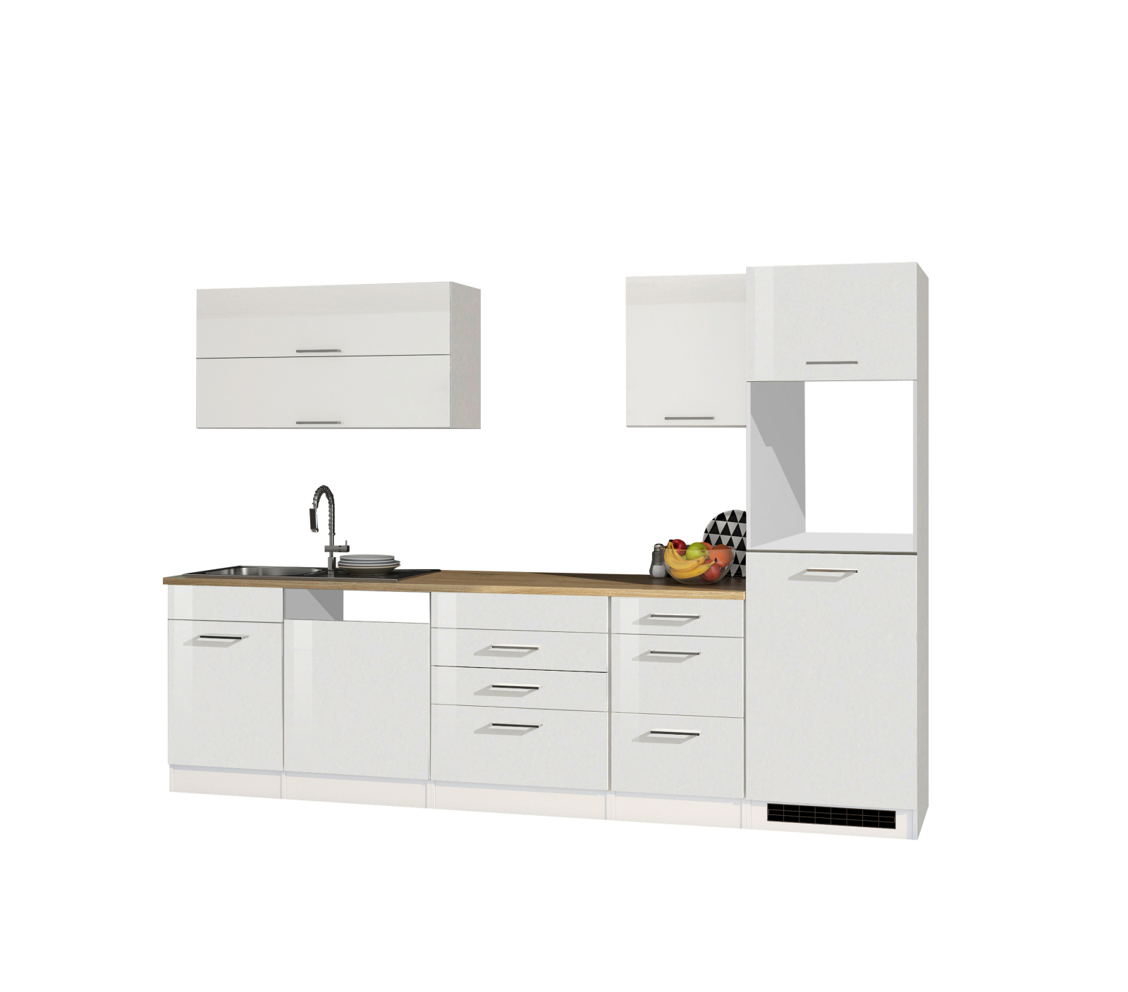 Küchenblock ROM - weiß Hochglanz - 300 cm