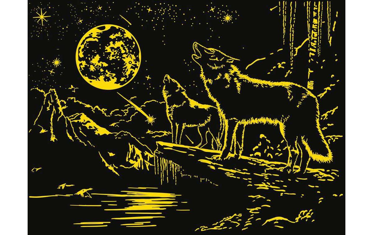 Puzzle Wolf im NordlichtLeuchtpuzzle