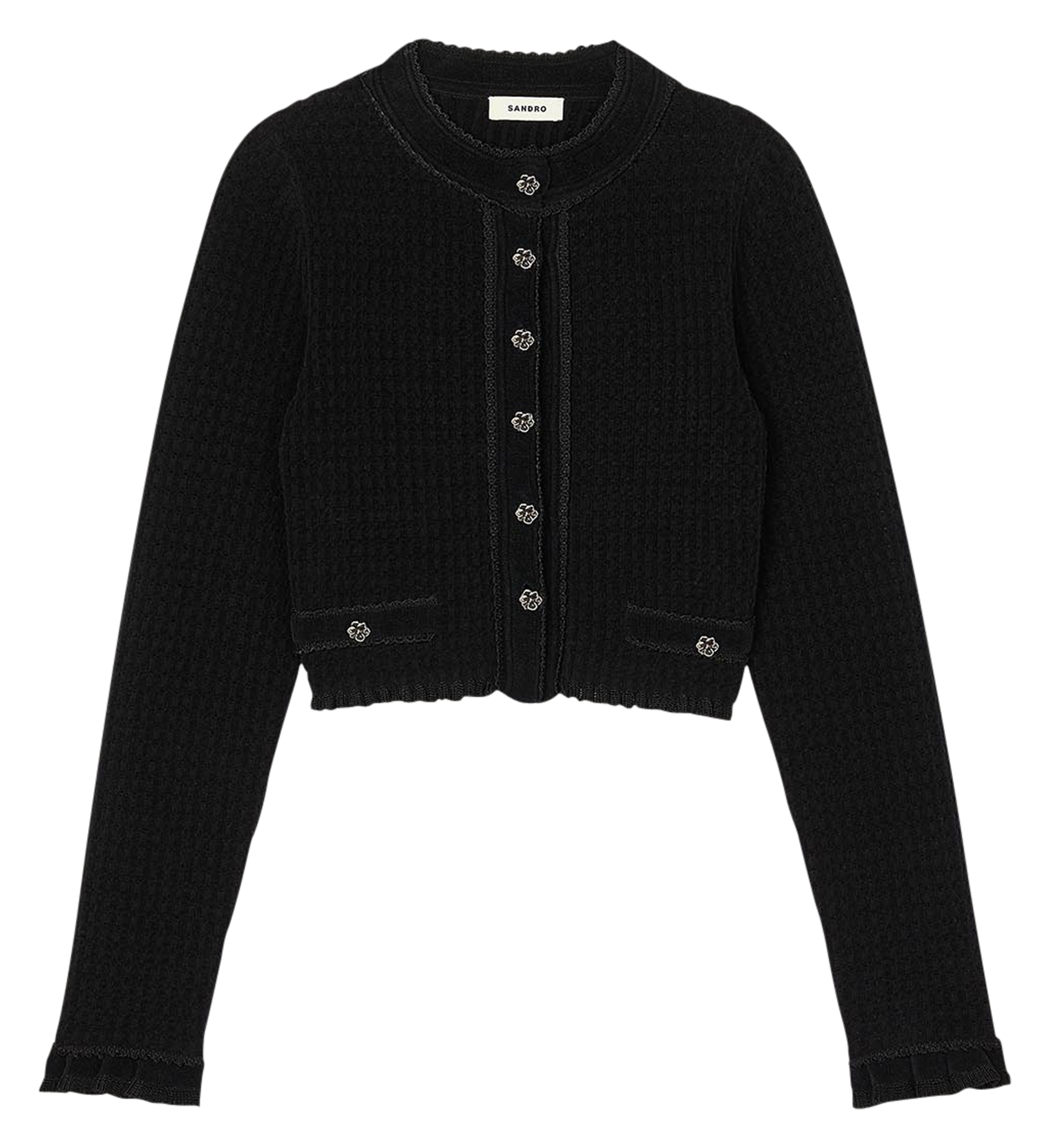 Cardigan droit col rond | Noir