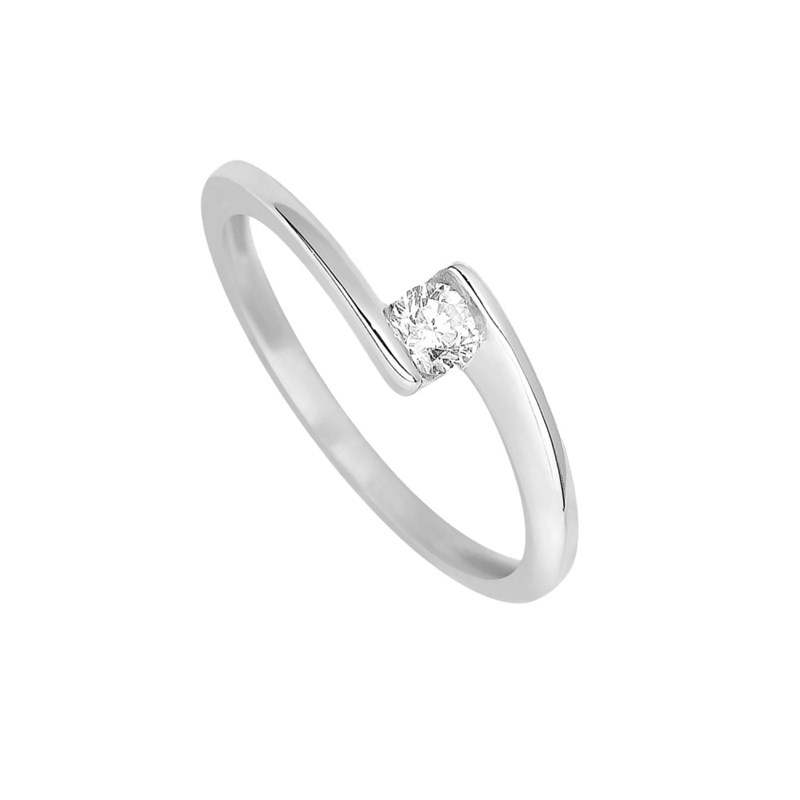 Bague Femme - Or 18 Carats - Diamant 0,18 Carats