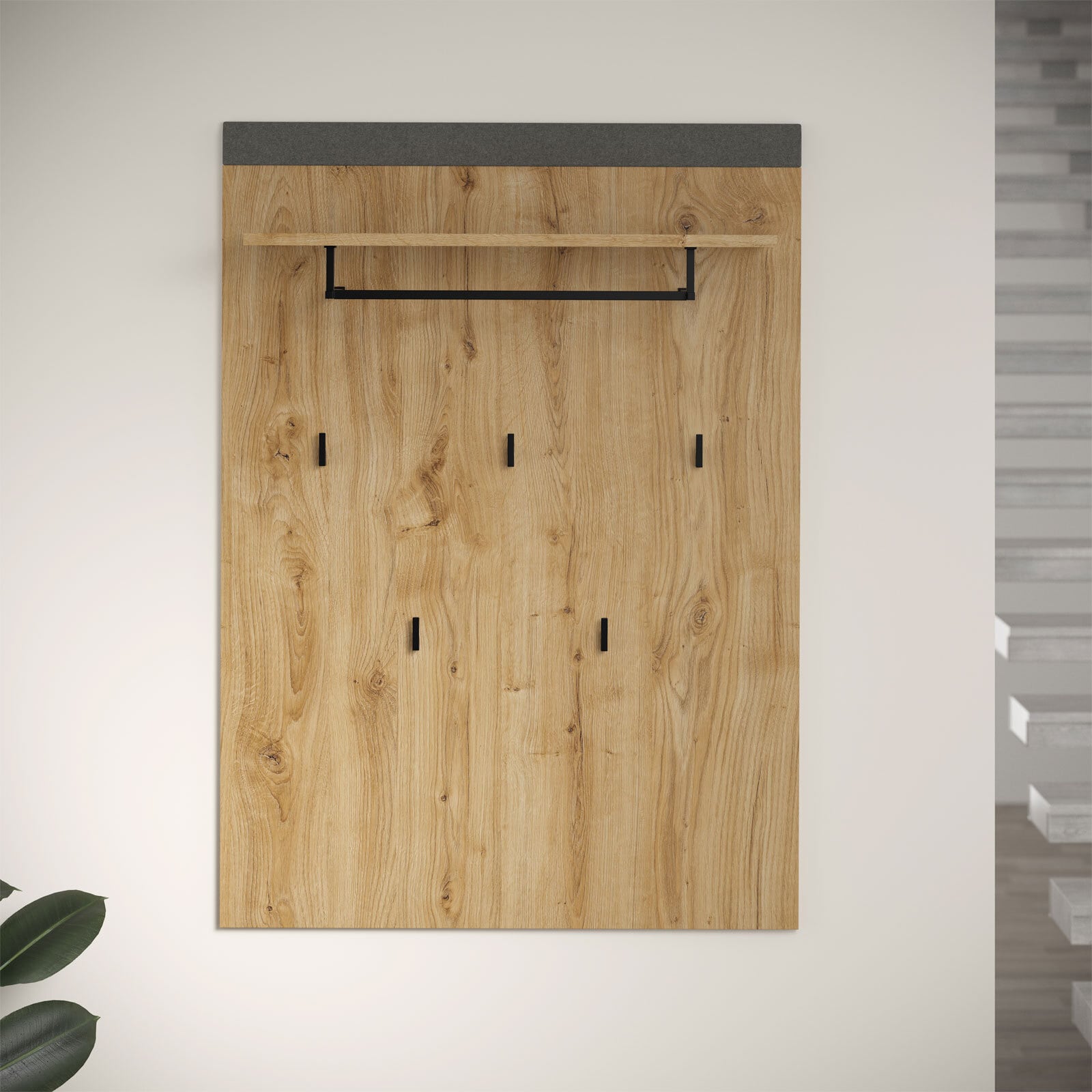 Garderobenpaneel Blanshe 60 x 110 cm Dark Grey/Eiche Navarra
