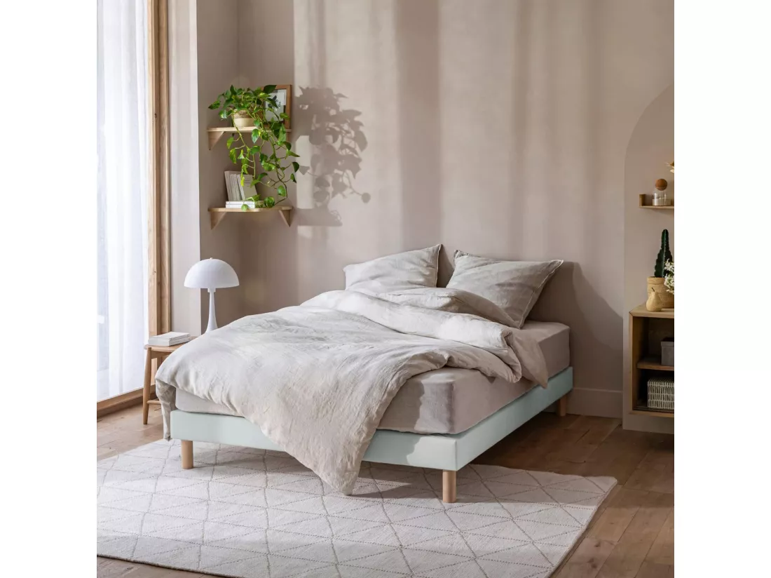 Cache-sommier coton jersey gris 160x190 à 180x200