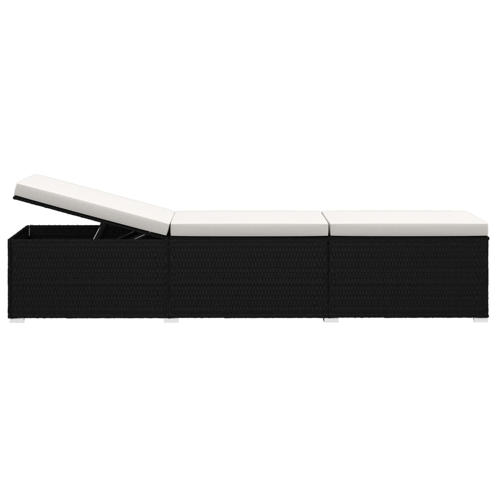 Transat chaise longue bain de soleil lit de jardin terrasse meuble d'extérieur et table à thé résine tressée blanc crème 02_0