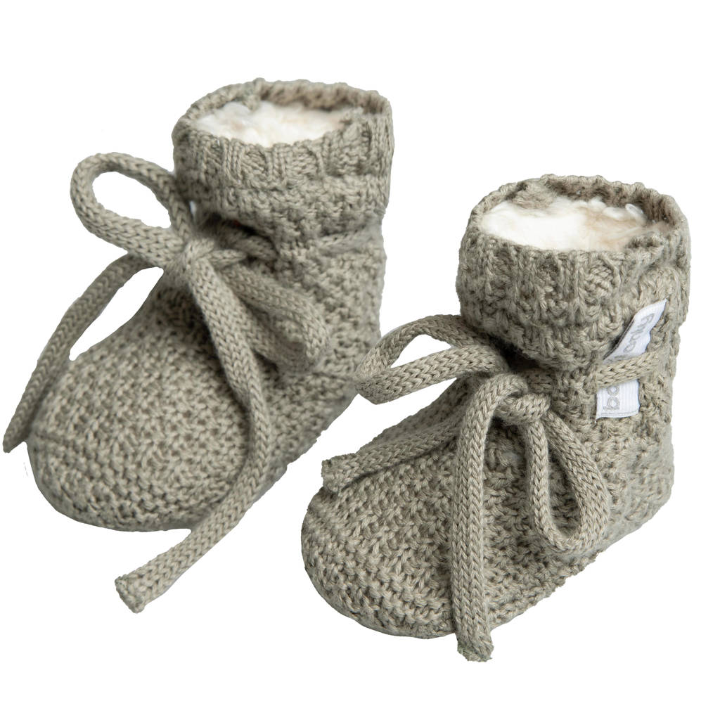 Baby's Only gebreide slofjes Willow urban green