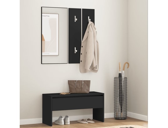 VIDAXL - Ensemble de meubles de couloir noir bois d'ingénierie