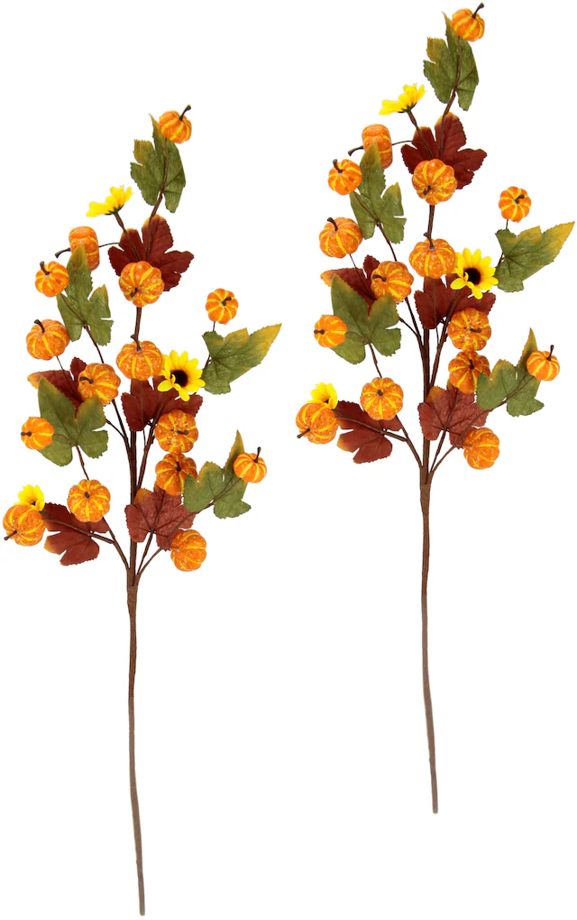 I.GE.A. Kunstzweig »Herbstzweige« Mit Sonnenblumen, Kürbissen und Herbstlaub, 2er Set