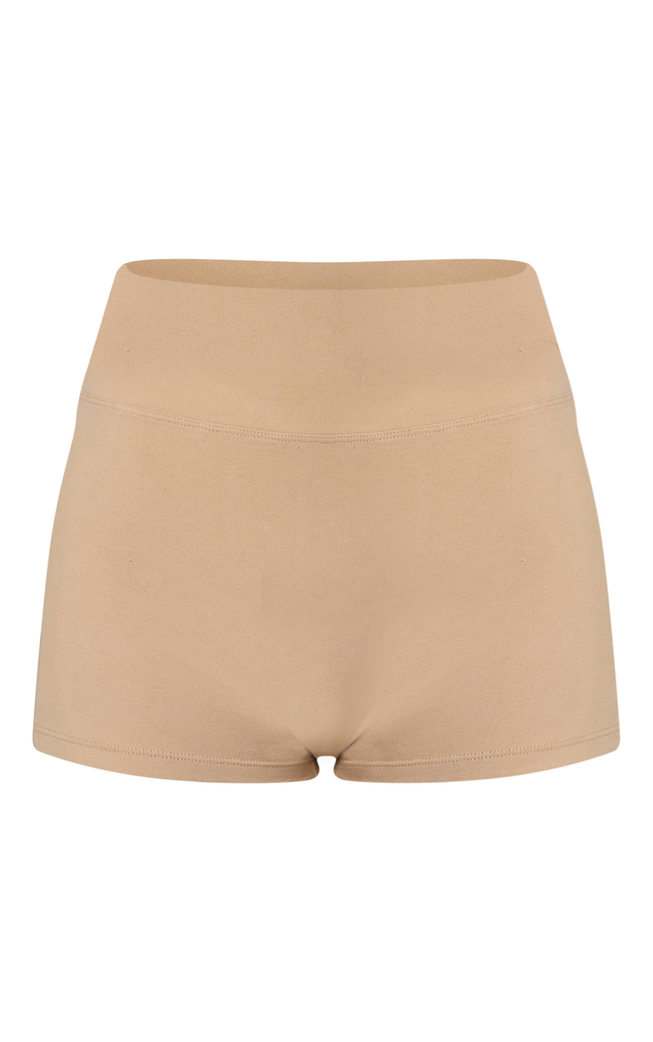 Beige Short Moulant En Coton Doux