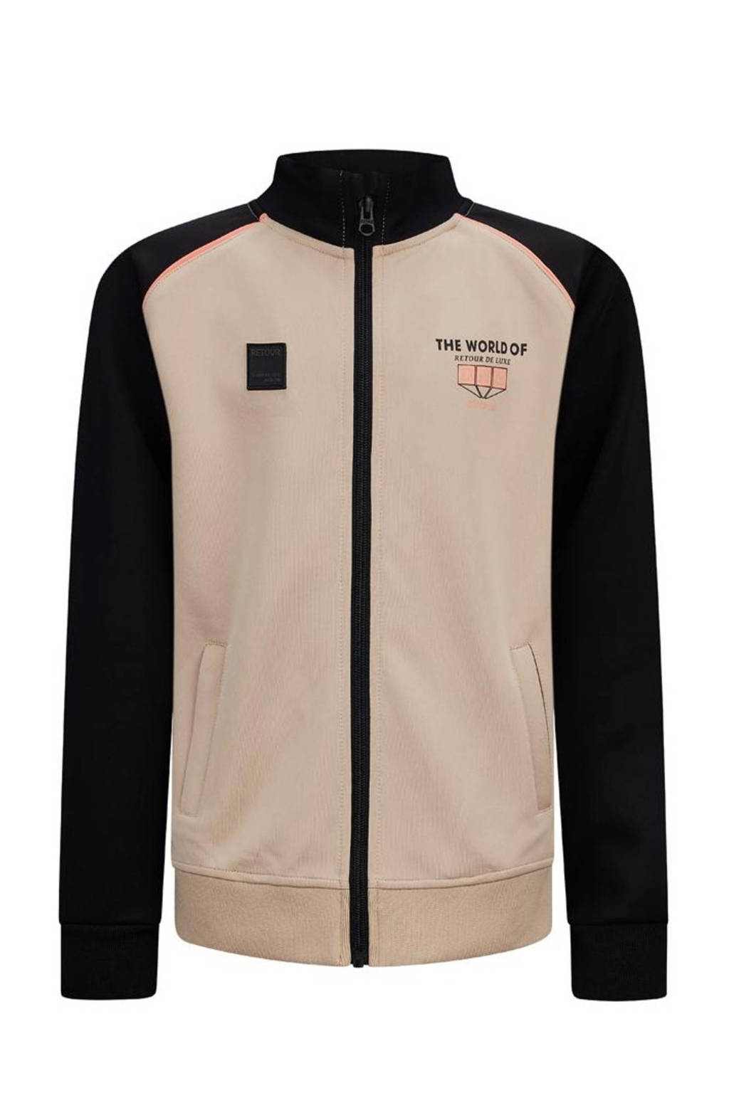 Retour Jeans sweatvest Elwin beige/zwart