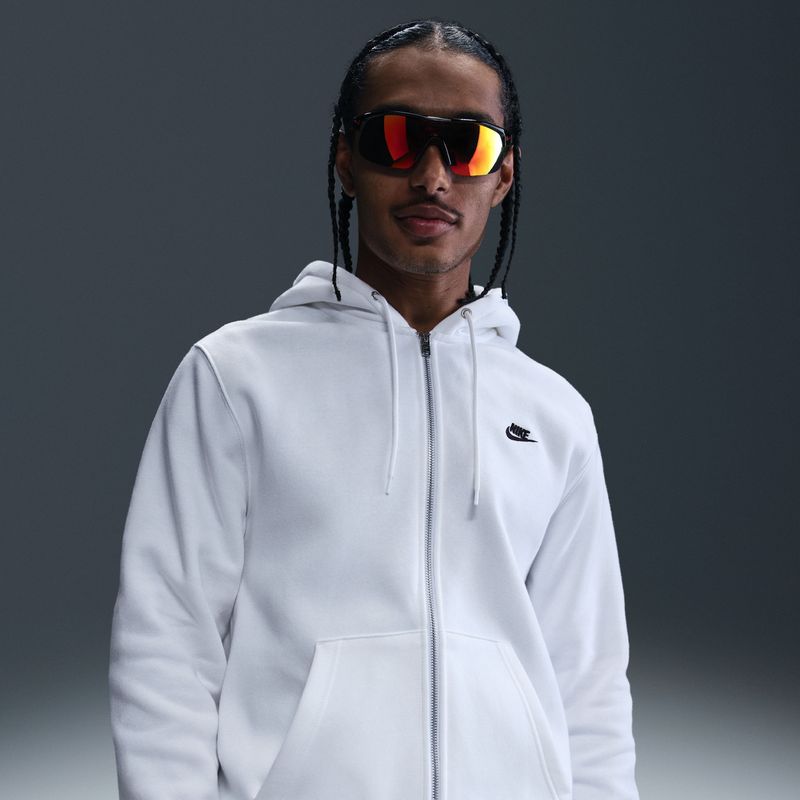 Nike Club fleecehoodie met rits voor heren - Wit