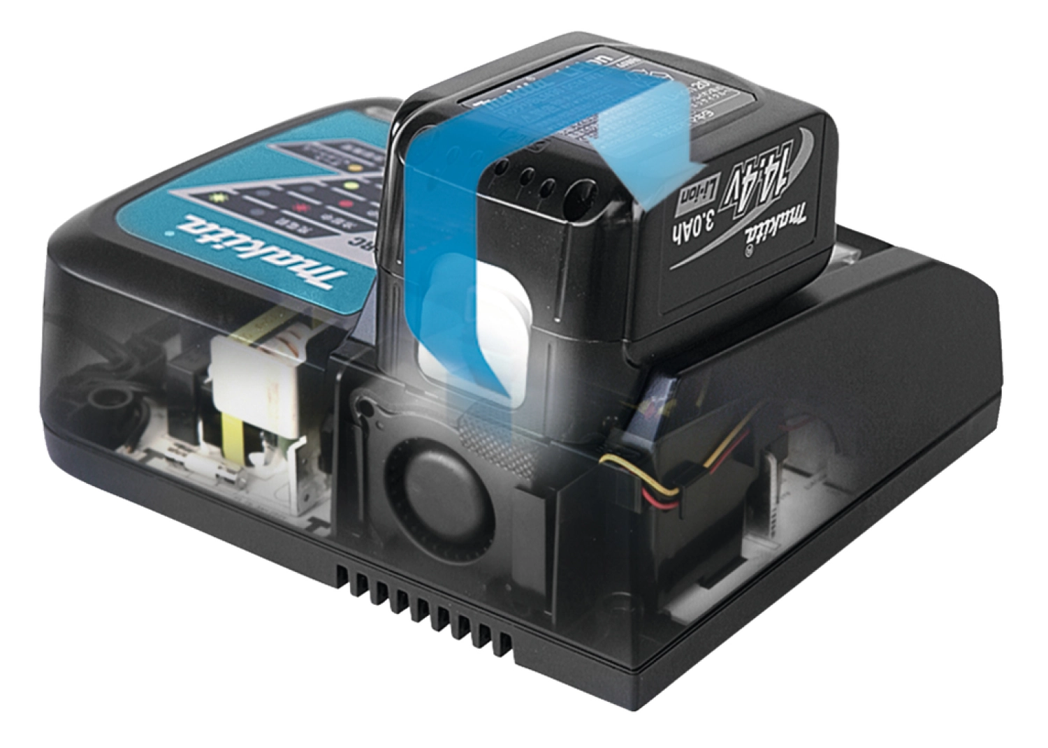 Makita DC18RC 14.4V - 18V Li-Ion Accu snellader met actieve koeling