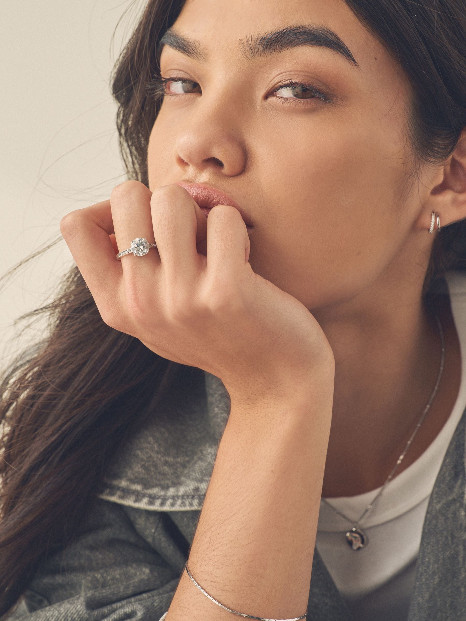 Echt zilver - Ring met vierkante zirkoon