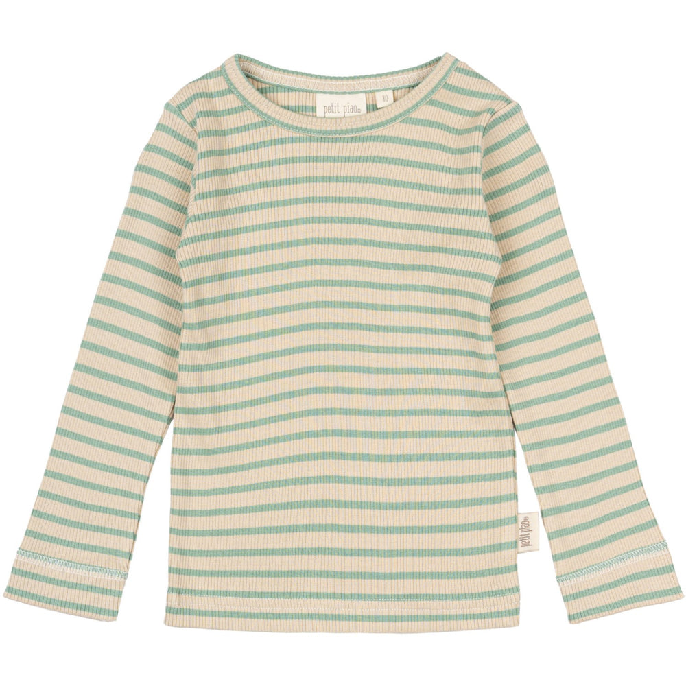 Køb Petit Piao Granite Green/Dark Off White Bluse Modal Striped