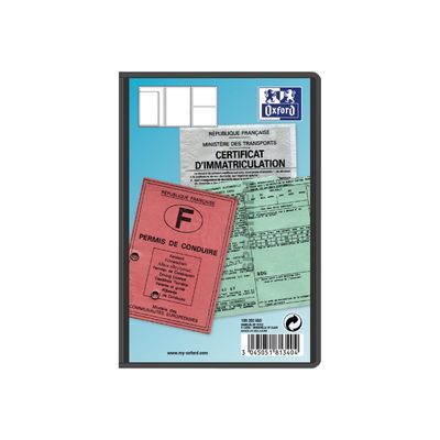 Etui multipapiers de voiture Oxford - 3 volets - PVC 30/100e - noir opaque