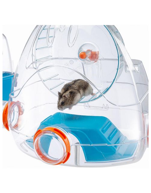 Ferplast Hamsterkooi Combi 2 - Dierenverblijf - 79.5x29.5x26 cm Blauw Oranje