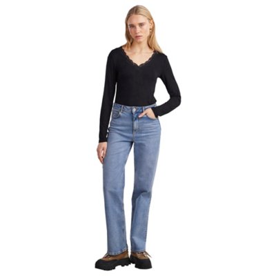 Tee-shirt à manches longues femme Pcbarbera Lace Noos Bc PIECES