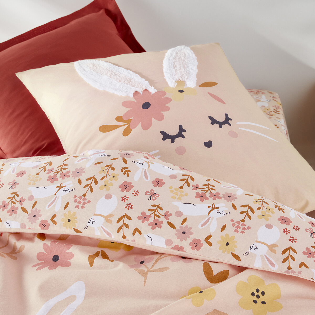 LA REDOUTE INTERIEURS<br>Capa de edredão em algodão orgânico, Lapin fleuri