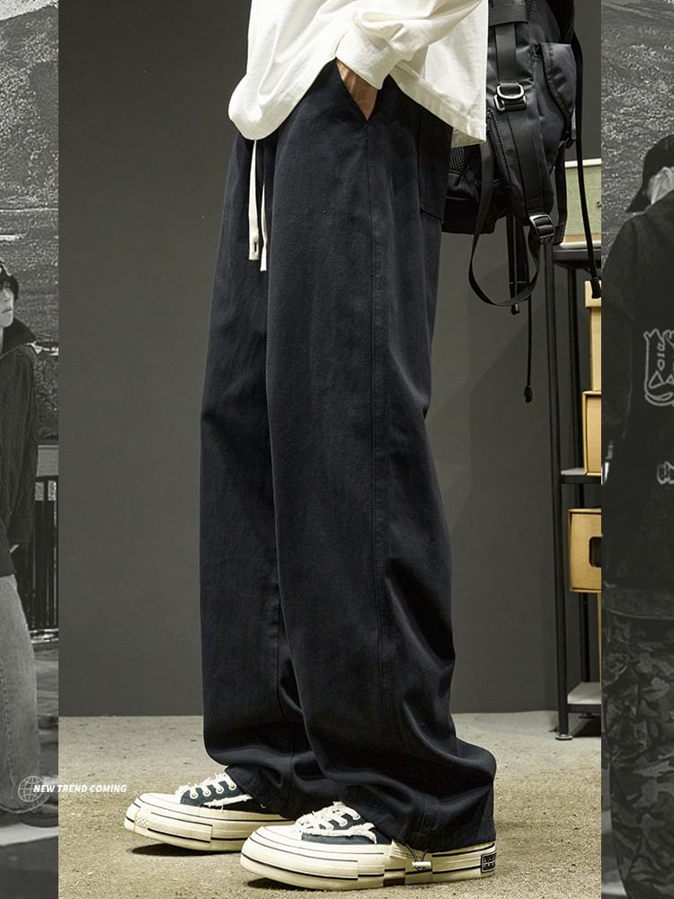 Redsinc - Mid Rise Plain Wide Leg Broek