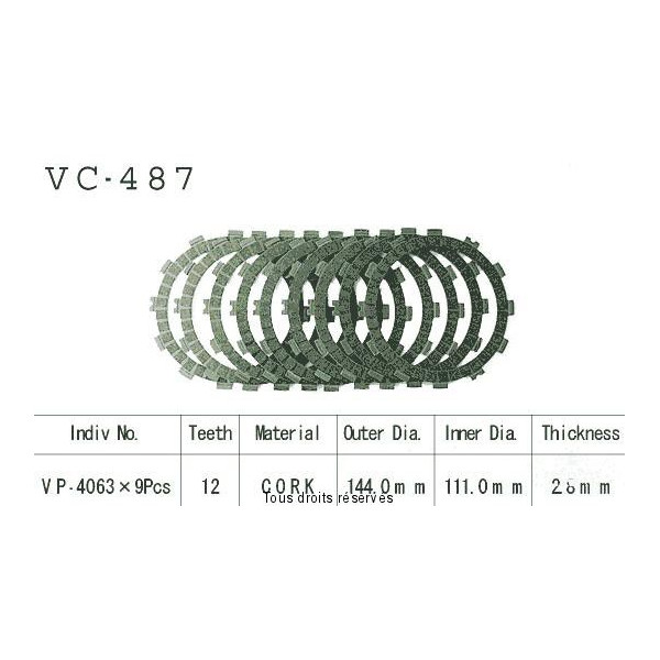 Kyoto - Disques garnis d'embrayage VC487