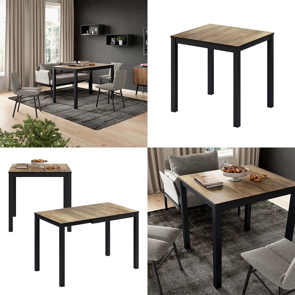 Vicco Esstisch Granny Eiche rustikal Anthrazit 120 x 70 cm ausziehbar