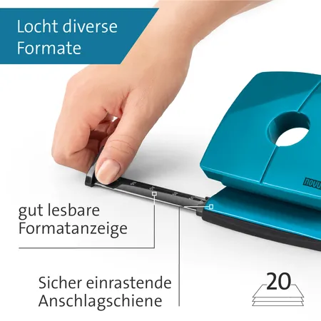Novus 025-0654 Bürolocher B 220 COLOR ID 2.0 Petrol 20 Bl. (80 g/m²)