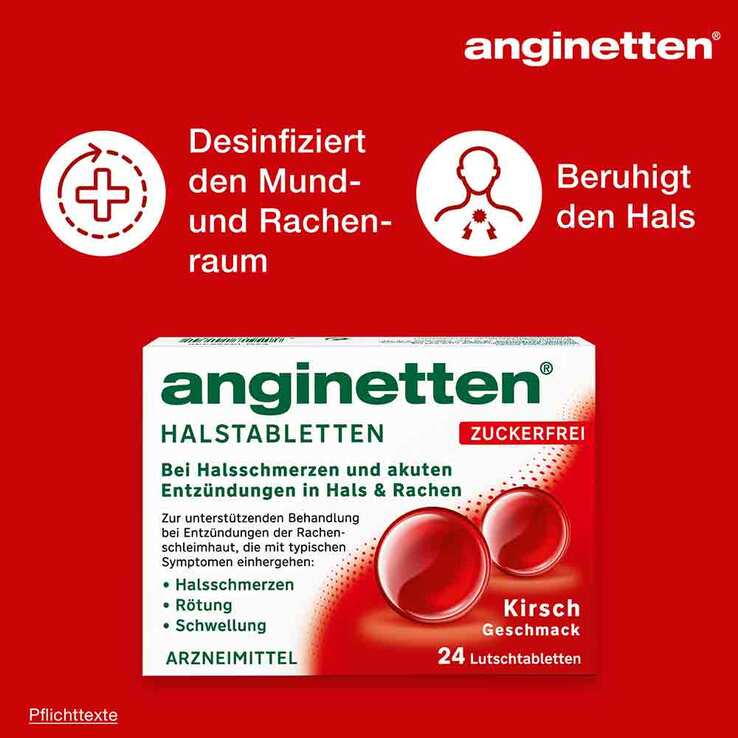 Anginetten Halstabletten zuckerfrei Kirsche, 24 St