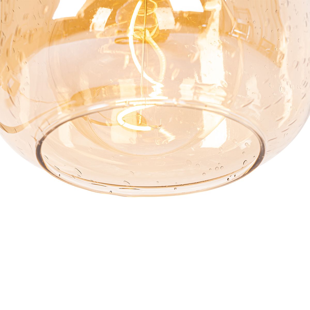 Design tafellamp zwart met messing en amber glas - Zuzanna