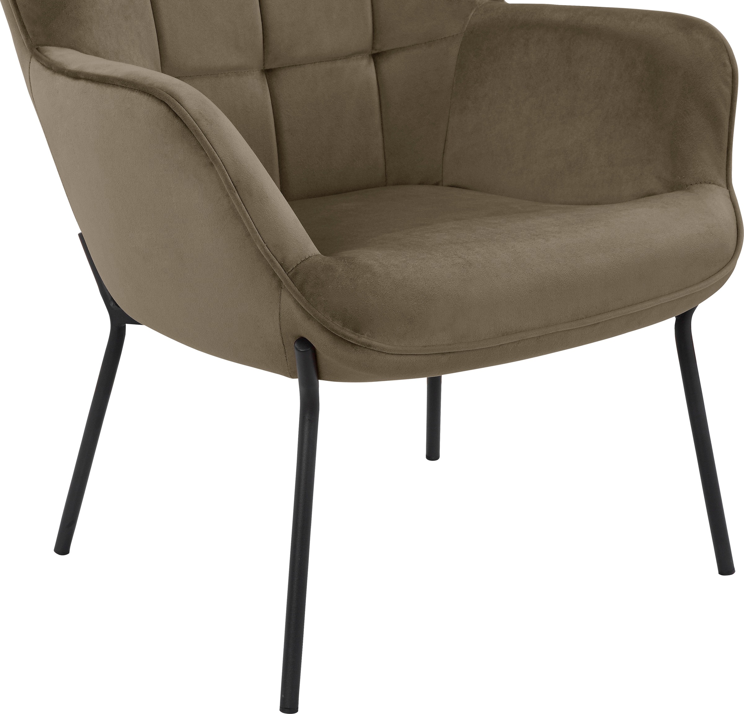 Home affaire Loungesessel »Luukas, Ohrensessel mit Metallbeinen,« 1 Stk. tlg. Stoff recyceltes Polyester, Sitz und Rücken gepolstert, Sitzhöhe 46 cm