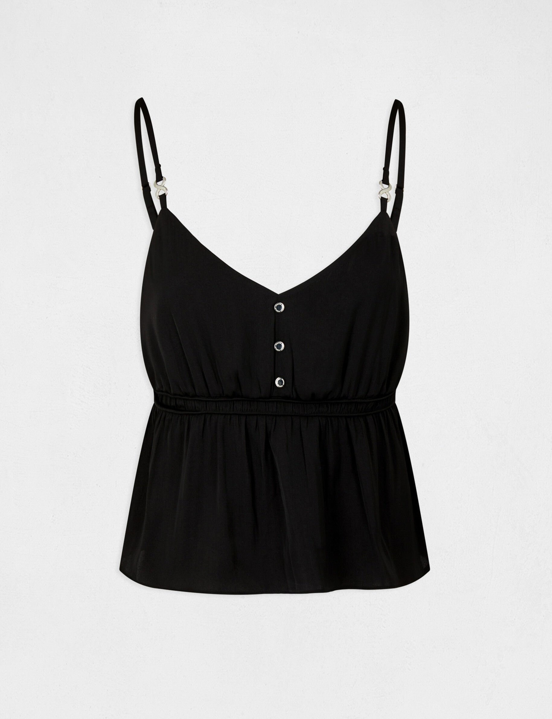 Blouse bretelles fines à ornements noir femme - noir