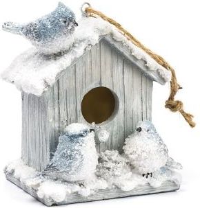 Decoris - Vogelhuisje - Lichtblauw - Kerst Ornament - Polyresin - 15 cm