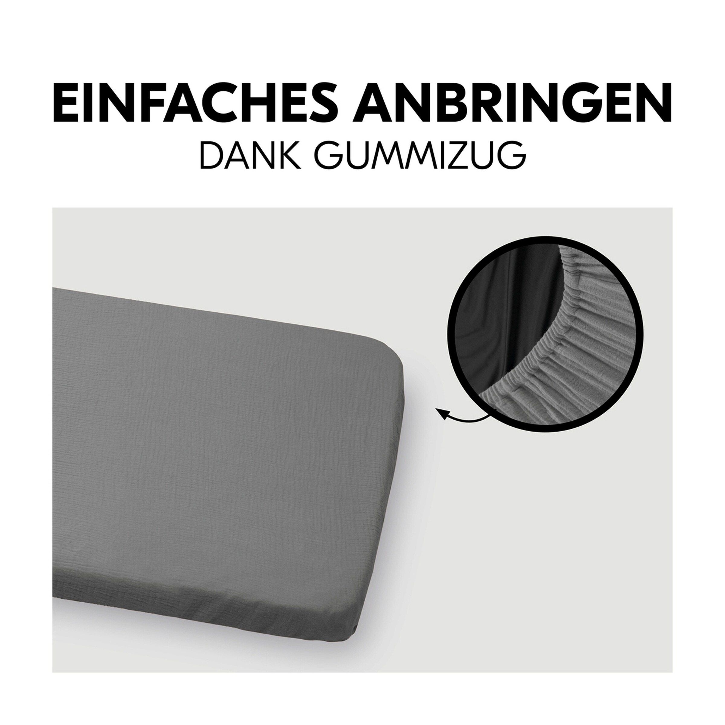 Hauck Spannbetttuch Musselin 60x120 cm für Reisebettmatratzen