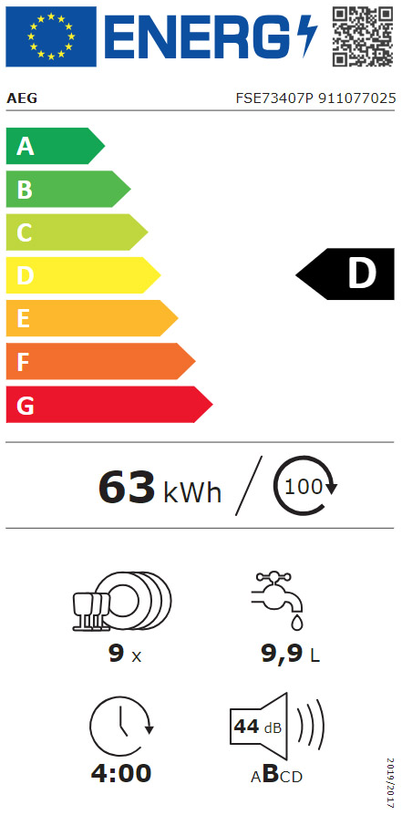 AEG FSE73407P Inbouw vaatwasser volledig integreerbaar