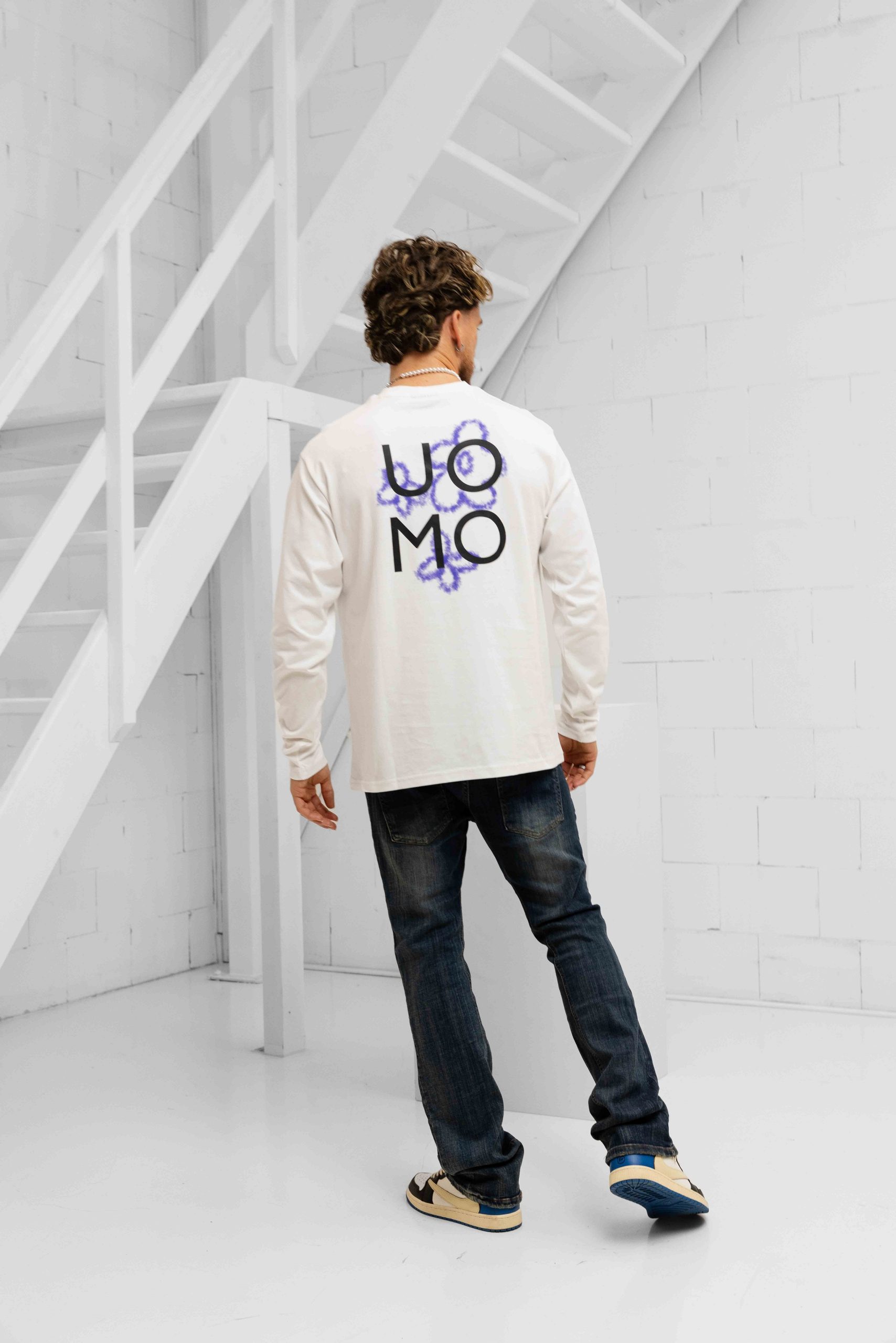 24 Uomo Flora 2.0 Longsleeve Shirt Heren Off-White/Blue