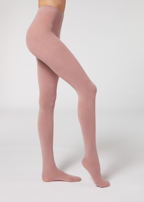 Meias-calças em mistura macia de modal e cashmere
