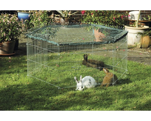 Buitenverblijf voor jonge dieren inclusief beschermnet 123x106x60 cm