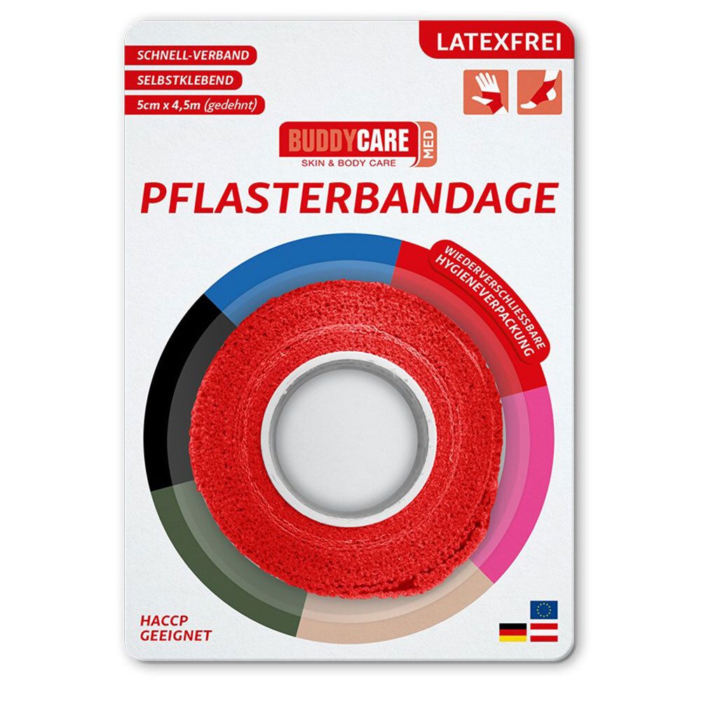 BUDDYCARE® MED Fingertape ROT 2,5cmx4,5m Latexfrei
