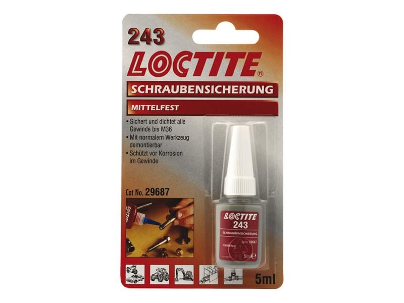 Loctite Schraubensicherung 243, 5 ml, Blau Mittelfeste Sicherung Loctite 243