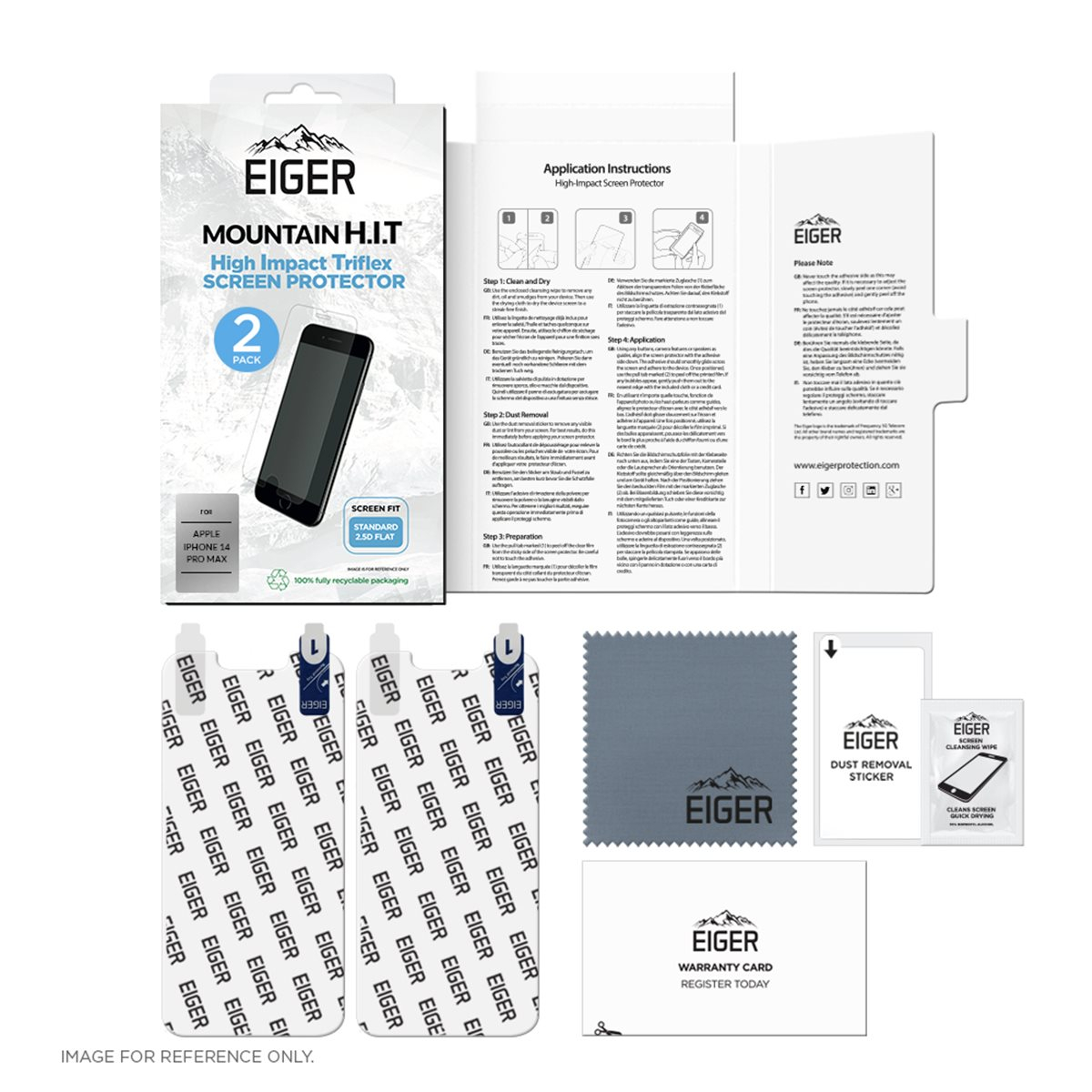 (2er Set) iPhone 14 Pro Max Mountain H.I.T High Impact Triflex Panzerglas 2.5D Displayschutz Case Friendly (EGSP00858)