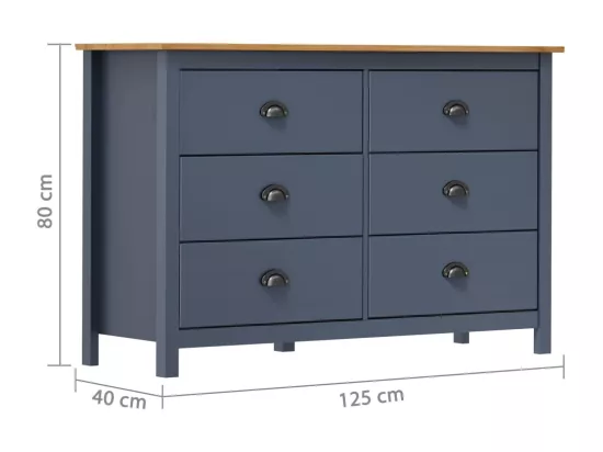 Buffet Hill Gris 125x40x80 cm Bois de pin solide