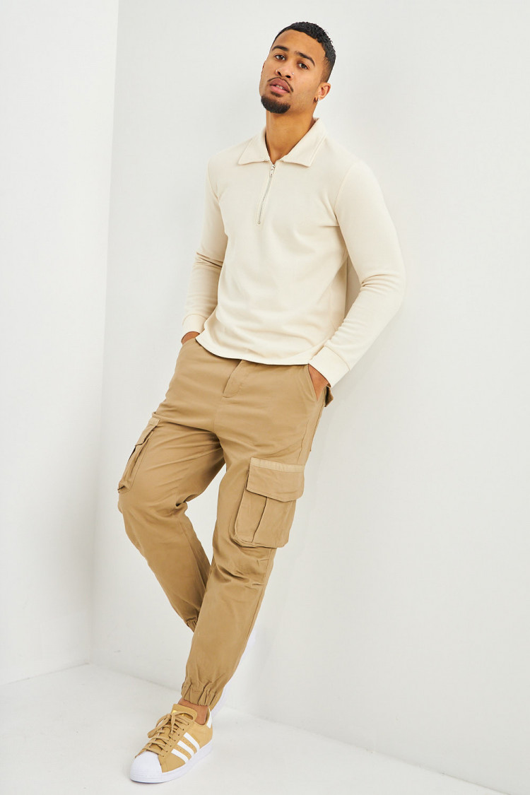 Joggerpant beige poches cargo