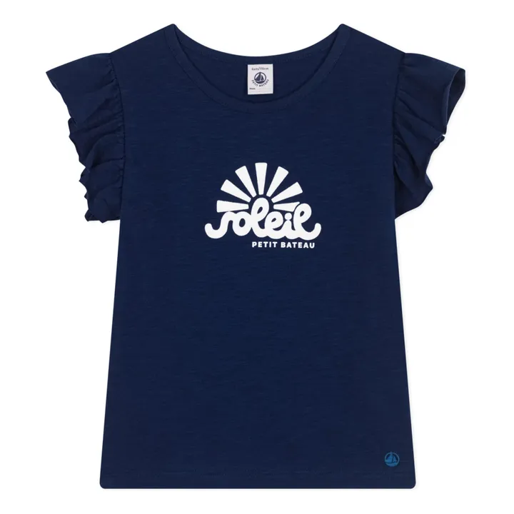Petit Bateau T-shirt Mazarine Jersey Flammé | Bleu marine