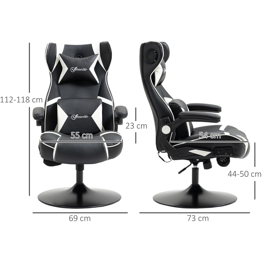 Vinsetto Gamingsessel mit Lautsprecher weiß, schwarz