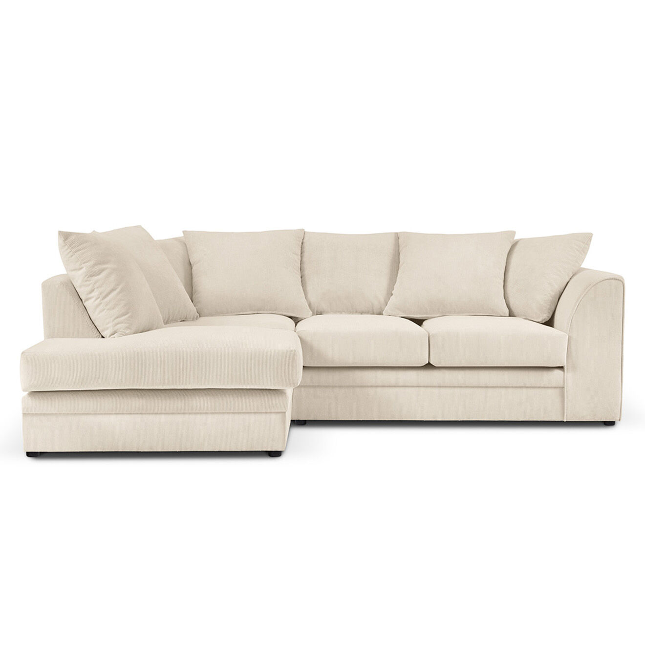 Mazzini Sofas Canapé d'angle Gauche Quince Velours côtelé 4 Places beige clair - 221x171x80 cm