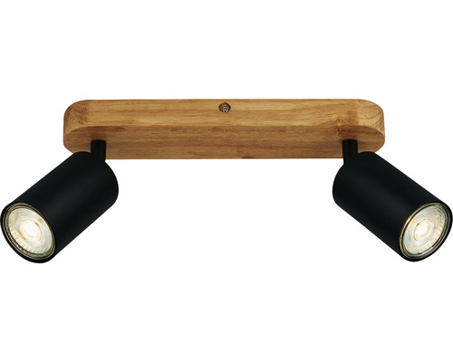Plafondspot, 2-lichts, L 27 cm, zwart